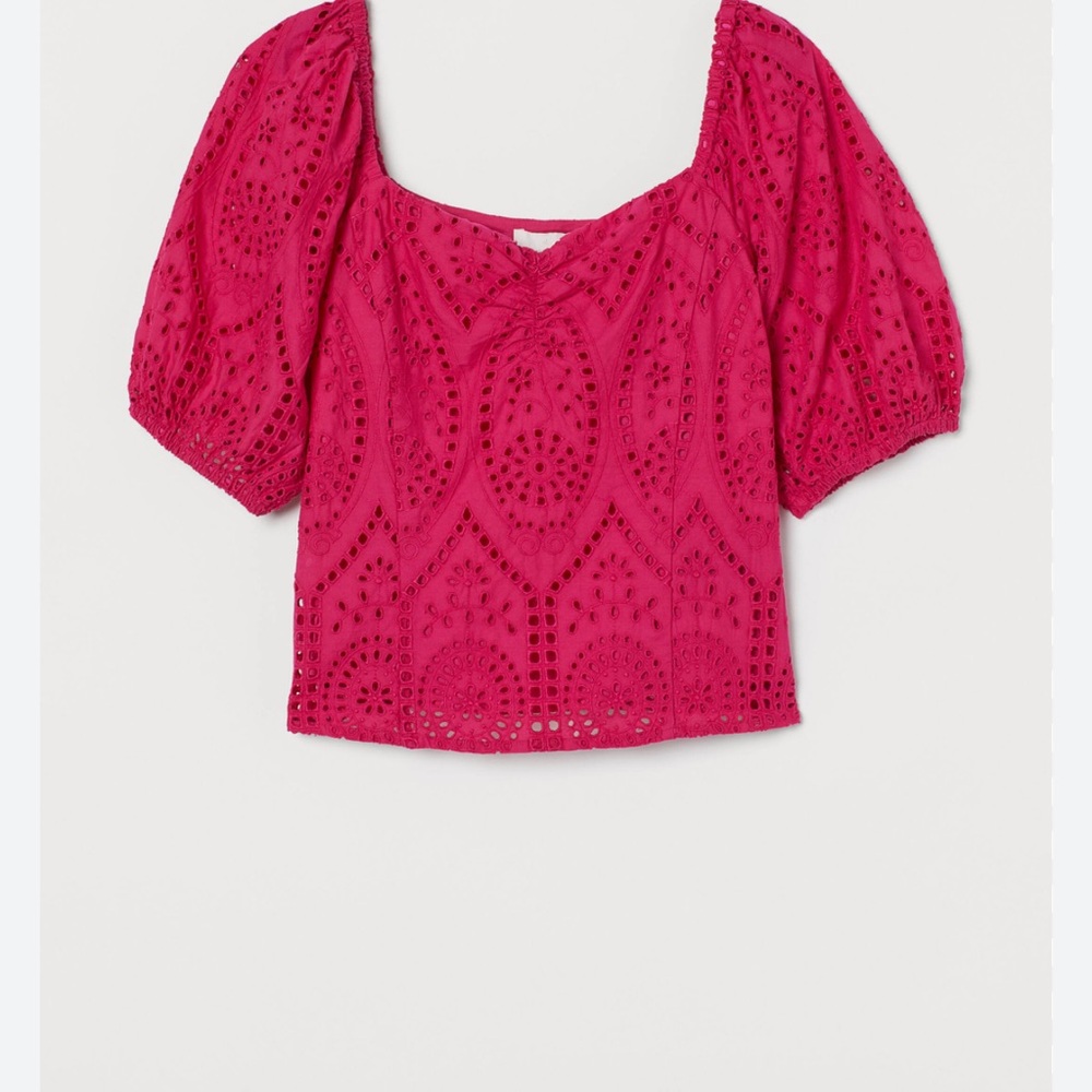 H&M Vibrant Pink Eyelet Blouse